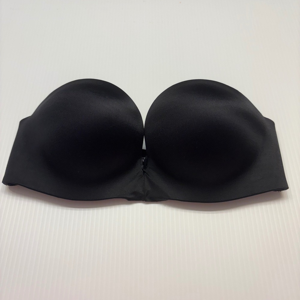 Victoria's Secret Miraculous Bombshell Bra 32C Black Padded Strapless‎ Underwire